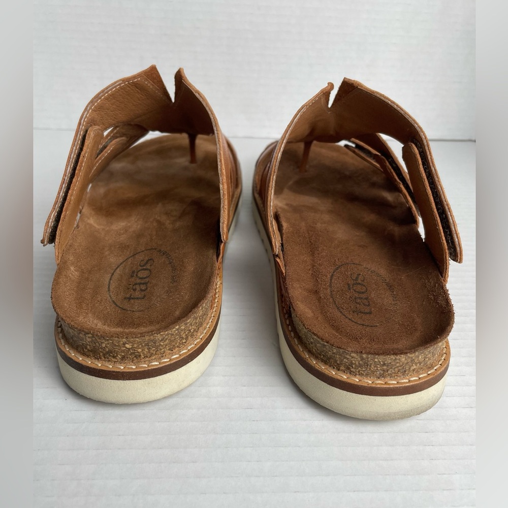 Taos Leather Magnificent Sandals Women’s Size EU 41 Brown Cognac Fisherman Slide - Picture 9 of 15